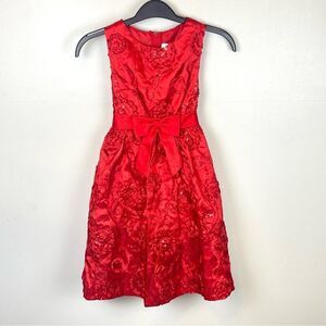 Rare Editions Girls Holiday Christmas Dress Red Sequins Bow 6X